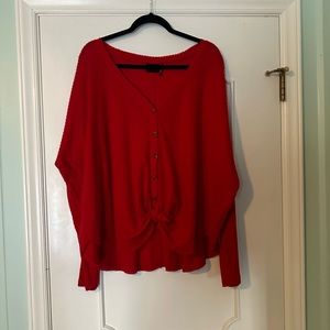 Urban Outfitters “down from under” waffle knit front tie sweater